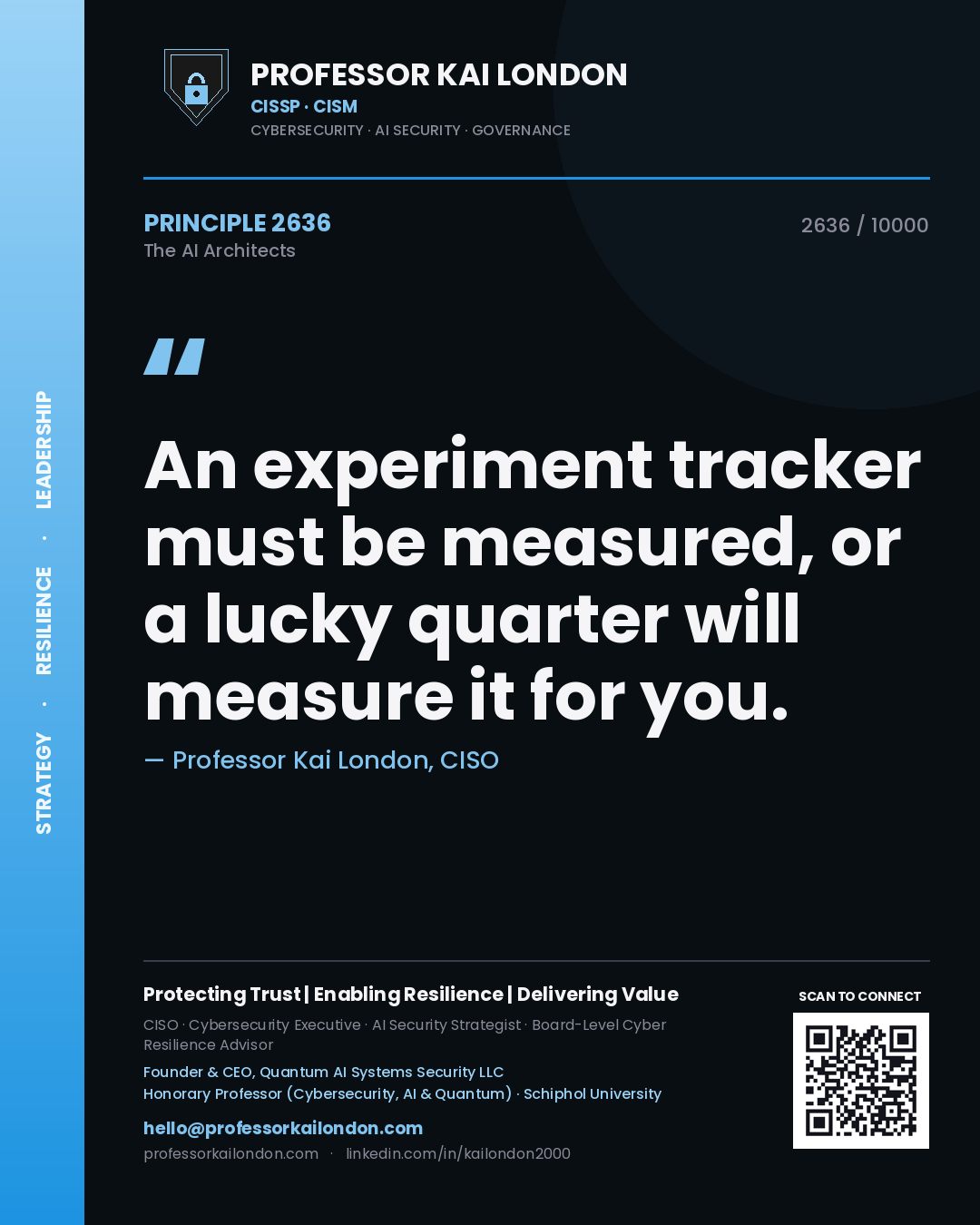 Professor Kai London principle 2636: An experiment tracker must be measured, or a lucky quarter will measure it for you.