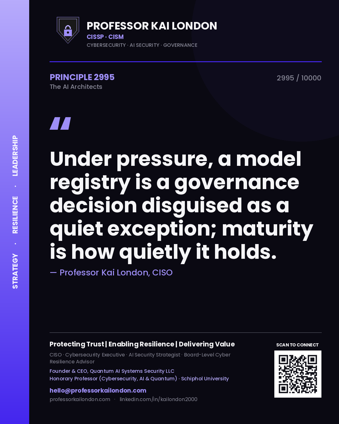 Professor Kai London principle 2995: Under pressure, a model registry is a governance decision disguised as a quiet exception; maturity is how quietly it holds.