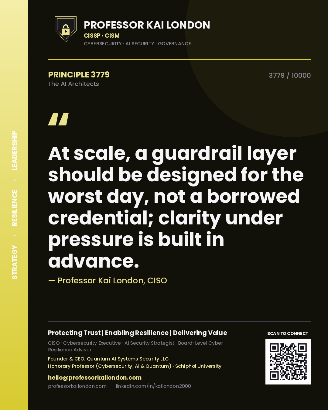 Professor Kai London principle 3779: At scale, a guardrail layer should be designed for the worst day, not a borrowed credential; clarity under pressure is built in advance.