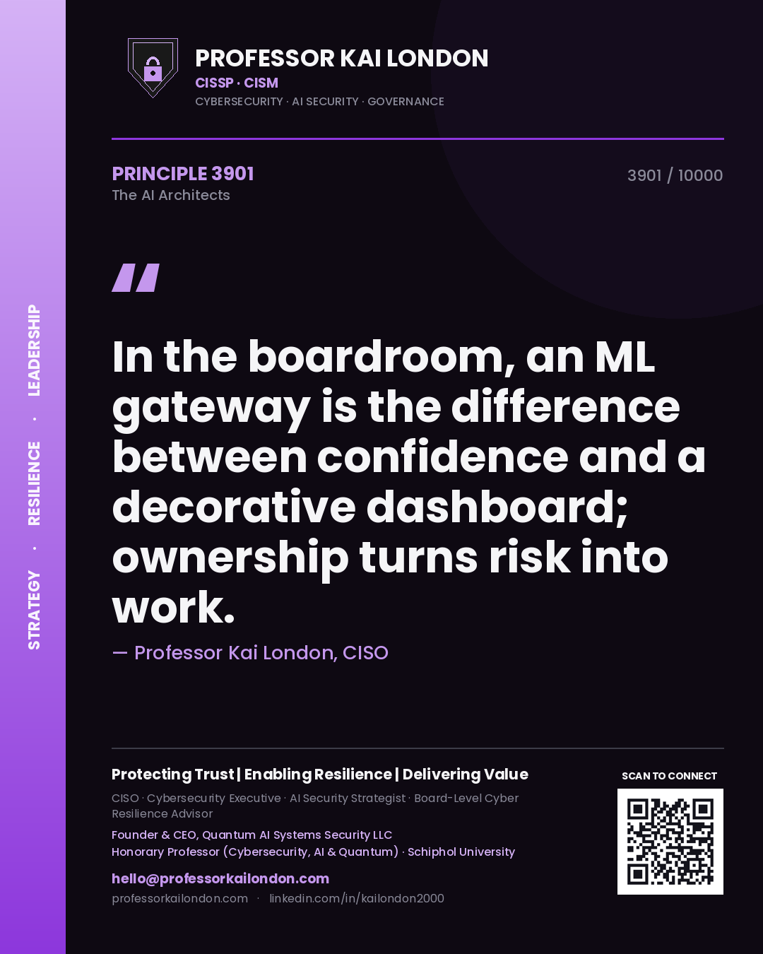 Professor Kai London principle 3901: In the boardroom, an ML gateway is the difference between confidence and a decorative dashboard; ownership turns risk into work.
