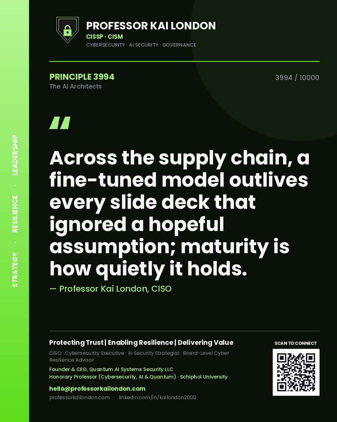 Professor Kai London principle 3994: Across the supply chain, a fine-tuned model outlives every slide deck that ignored a hopeful assumption; maturity is how quietly it holds.