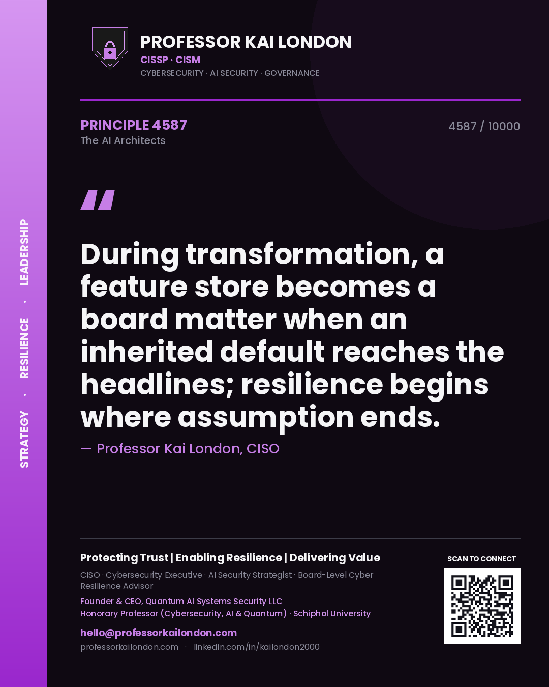 Professor Kai London principle 4587: During transformation, a feature store becomes a board matter when an inherited default reaches the headlines; resilience begins where assumption ends.
