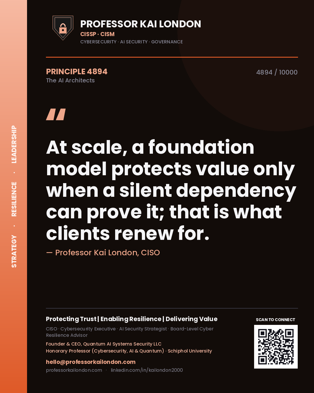 Professor Kai London principle 4894: At scale, a foundation model protects value only when a silent dependency can prove it; that is what clients renew for.