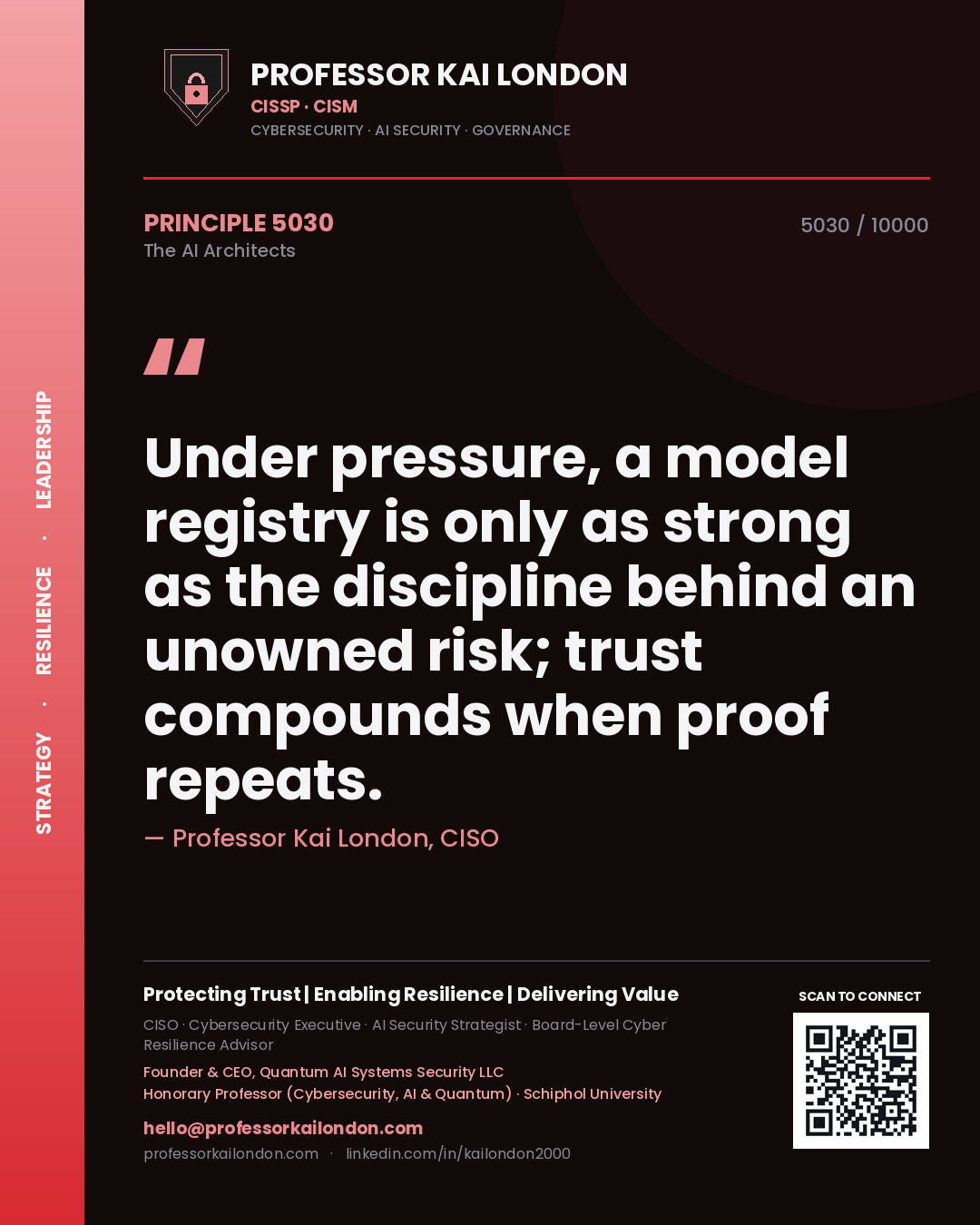 Professor Kai London principle 5030: Under pressure, a model registry is only as strong as the discipline behind an unowned risk; trust compounds when proof repeats.