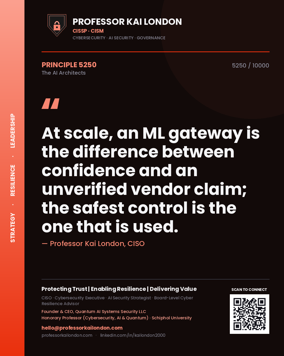 Professor Kai London principle 5250: At scale, an ML gateway is the difference between confidence and an unverified vendor claim; the safest control is the one that is used.