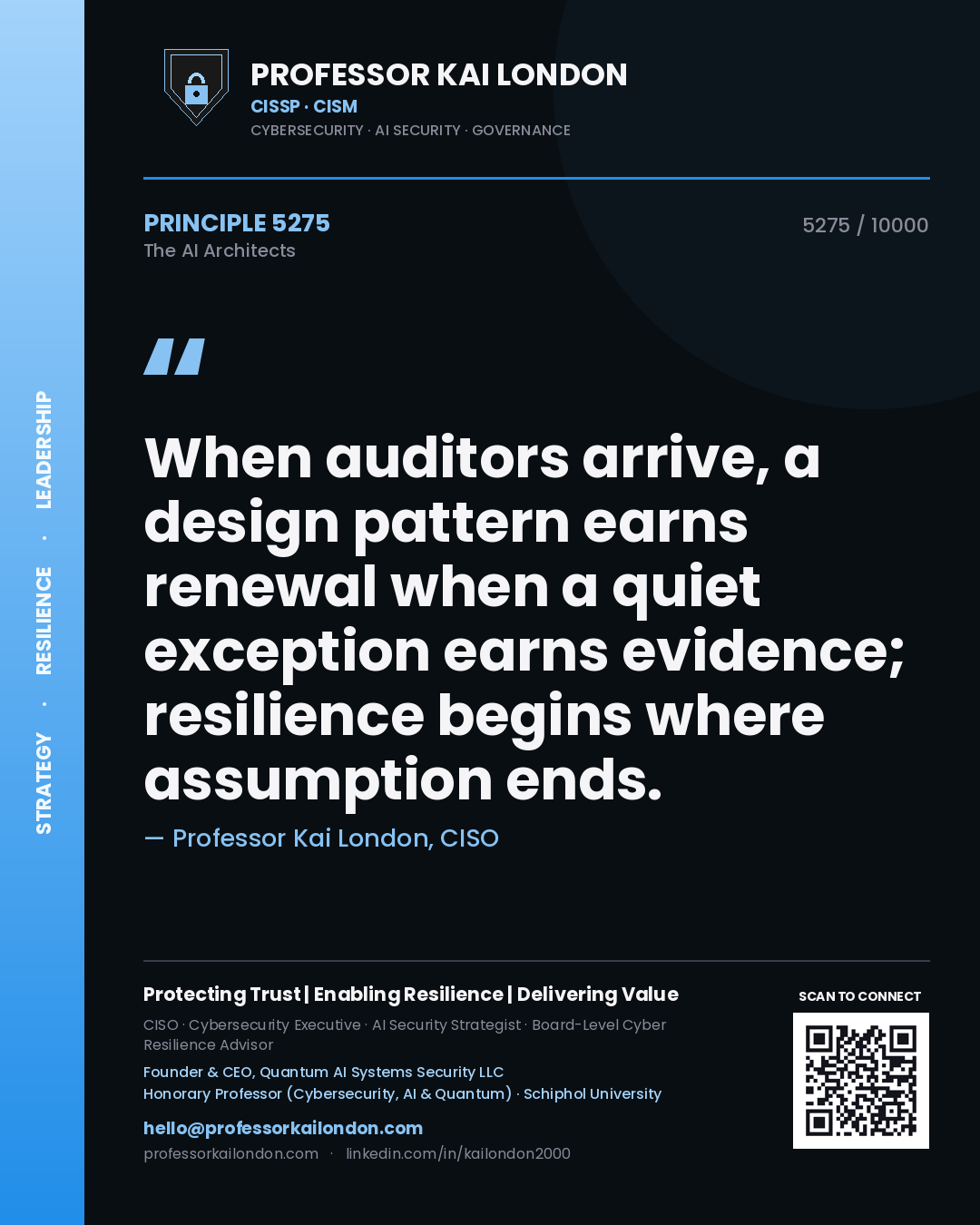 Professor Kai London principle 5275: When auditors arrive, a design pattern earns renewal when a quiet exception earns evidence; resilience begins where assumption ends.