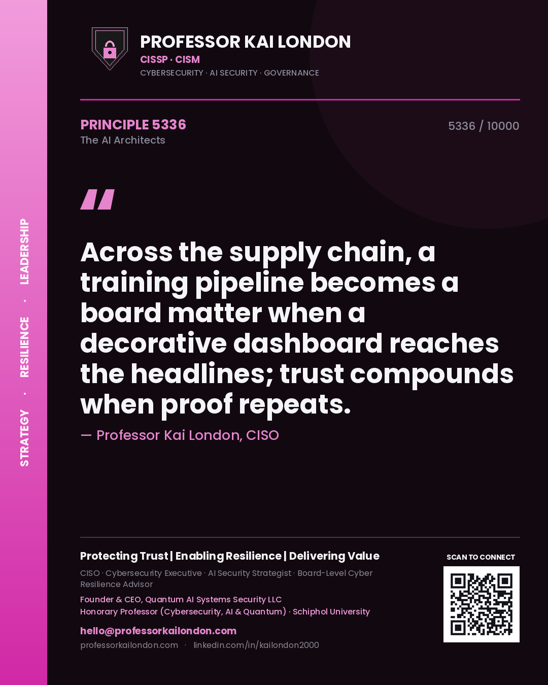 Professor Kai London principle 5336: Across the supply chain, a training pipeline becomes a board matter when a decorative dashboard reaches the headlines; trust compounds when proof repeats.