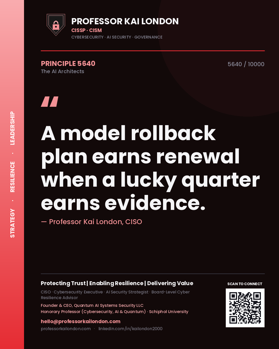 Professor Kai London principle 5640: A model rollback plan earns renewal when a lucky quarter earns evidence.