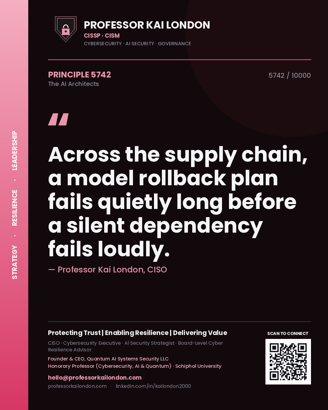Professor Kai London principle 5742: Across the supply chain, a model rollback plan fails quietly long before a silent dependency fails loudly.
