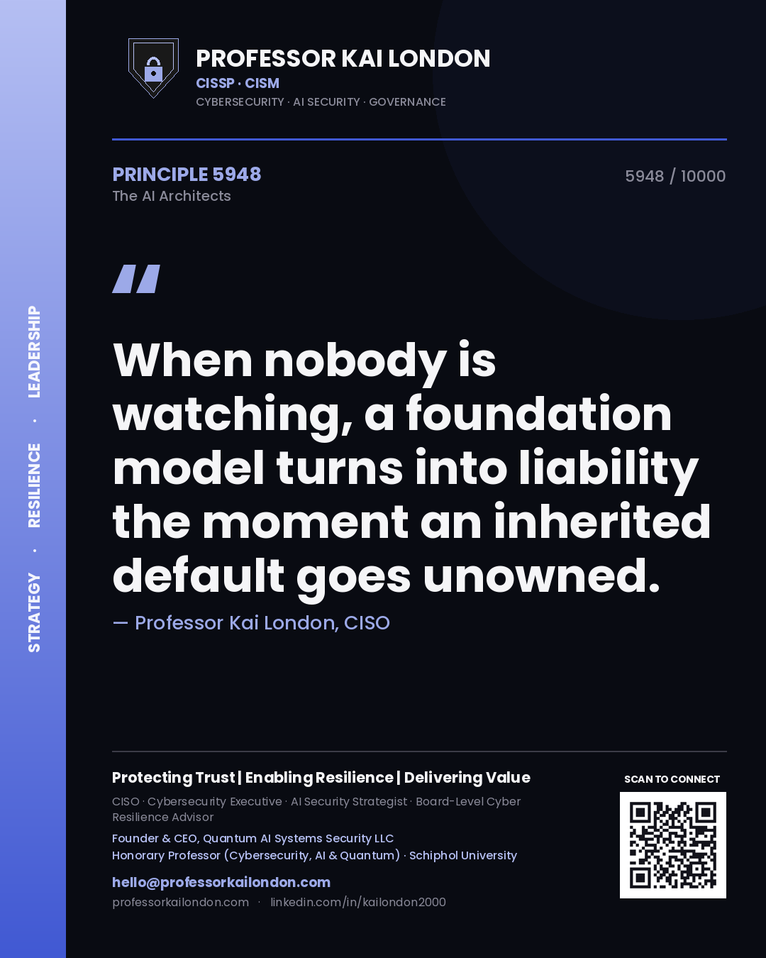 Professor Kai London principle 5948: When nobody is watching, a foundation model turns into liability the moment an inherited default goes unowned.