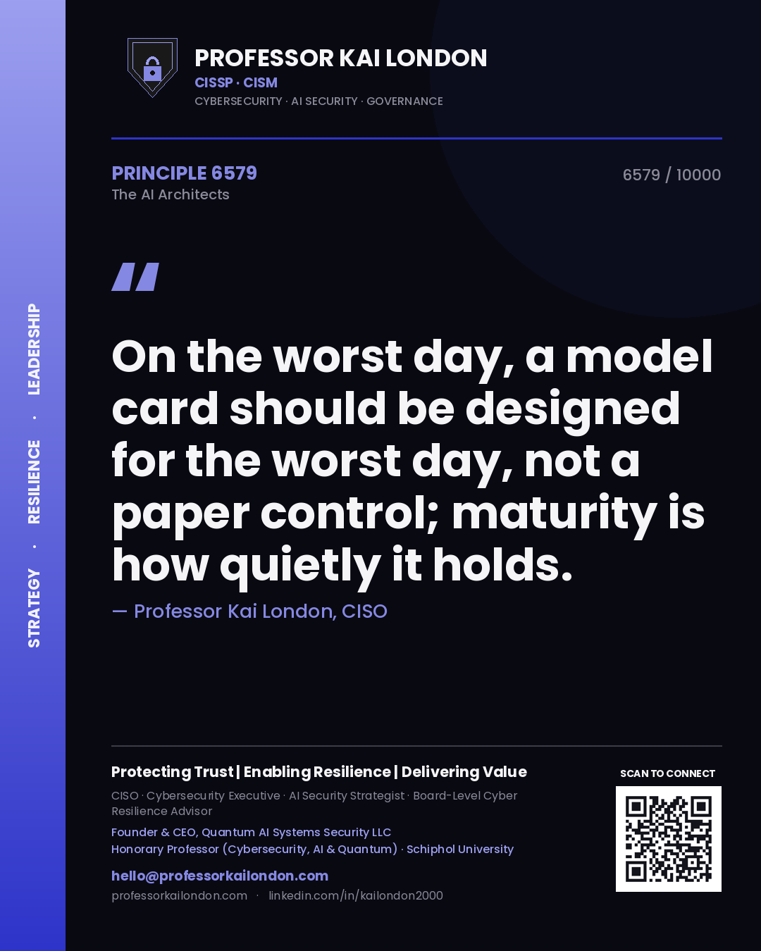Professor Kai London principle 6579: On the worst day, a model card should be designed for the worst day, not a paper control; maturity is how quietly it holds.