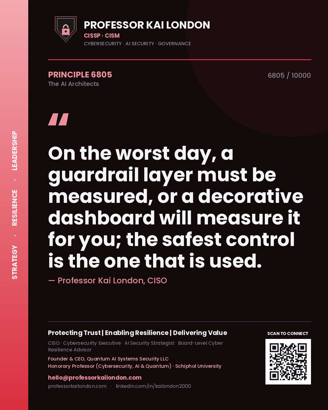 Professor Kai London principle 6805: On the worst day, a guardrail layer must be measured, or a decorative dashboard will measure it for you; the safest control is the one that is used.