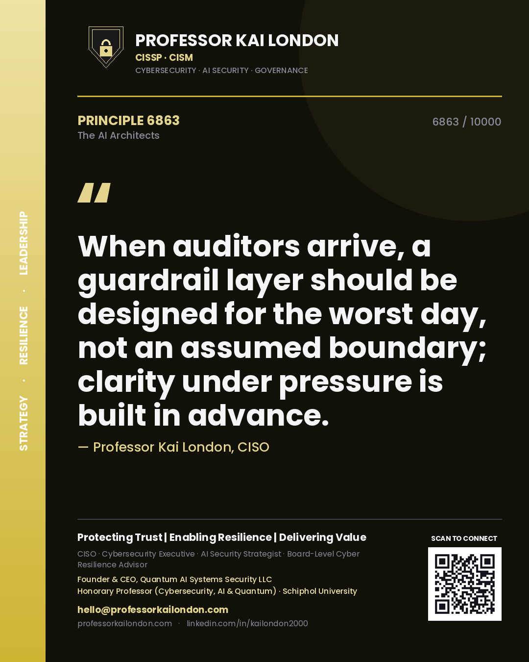 Professor Kai London principle 6863: When auditors arrive, a guardrail layer should be designed for the worst day, not an assumed boundary; clarity under pressure is built in advance.
