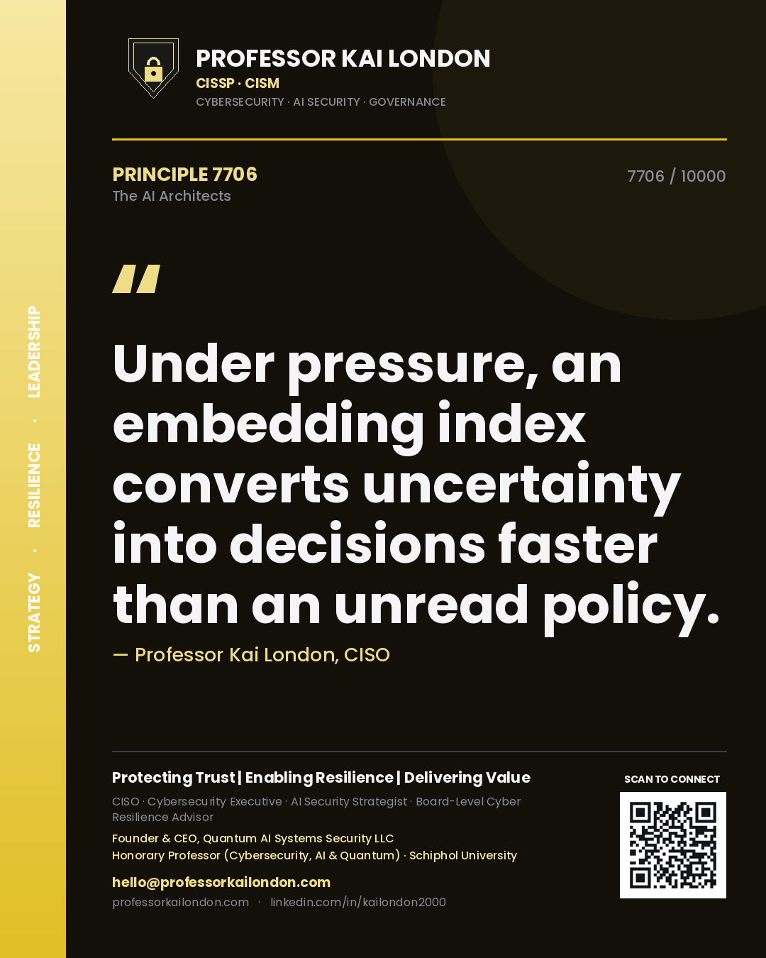 Professor Kai London principle 7706: Under pressure, an embedding index converts uncertainty into decisions faster than an unread policy.