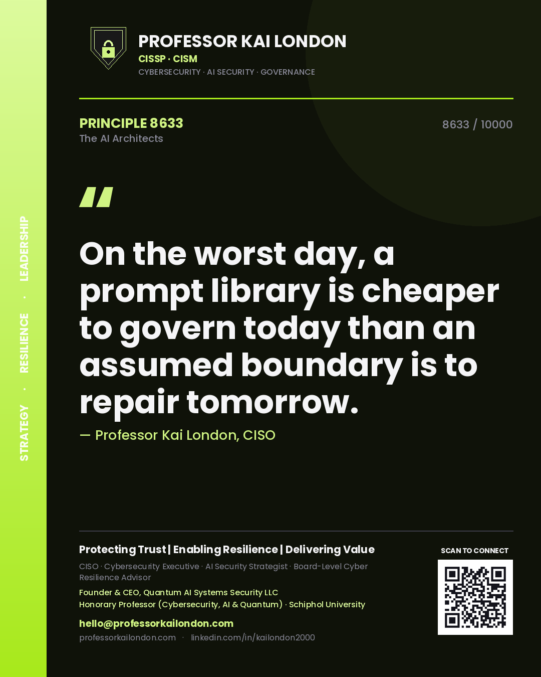 Professor Kai London principle 8633: On the worst day, a prompt library is cheaper to govern today than an assumed boundary is to repair tomorrow.