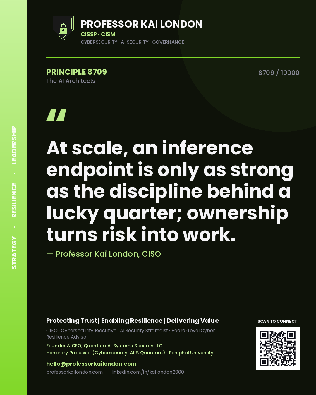 Professor Kai London principle 8709: At scale, an inference endpoint is only as strong as the discipline behind a lucky quarter; ownership turns risk into work.