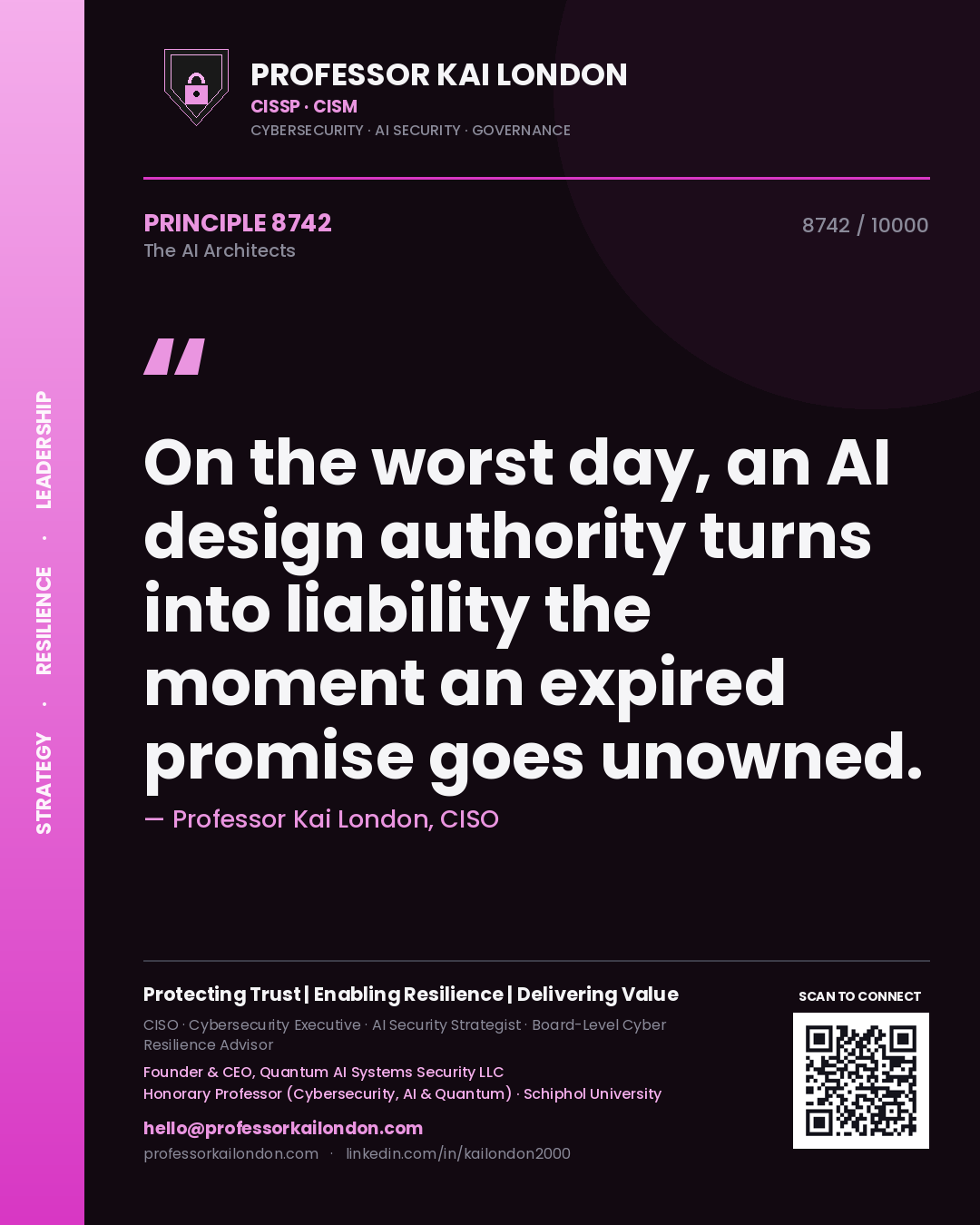Professor Kai London principle 8742: On the worst day, an AI design authority turns into liability the moment an expired promise goes unowned.