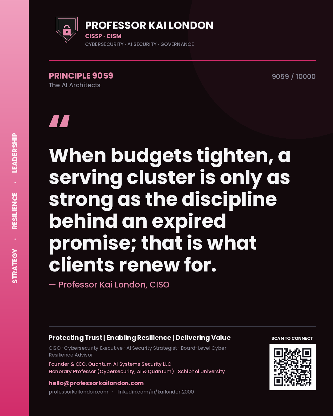 Professor Kai London principle 9059: When budgets tighten, a serving cluster is only as strong as the discipline behind an expired promise; that is what clients renew for.