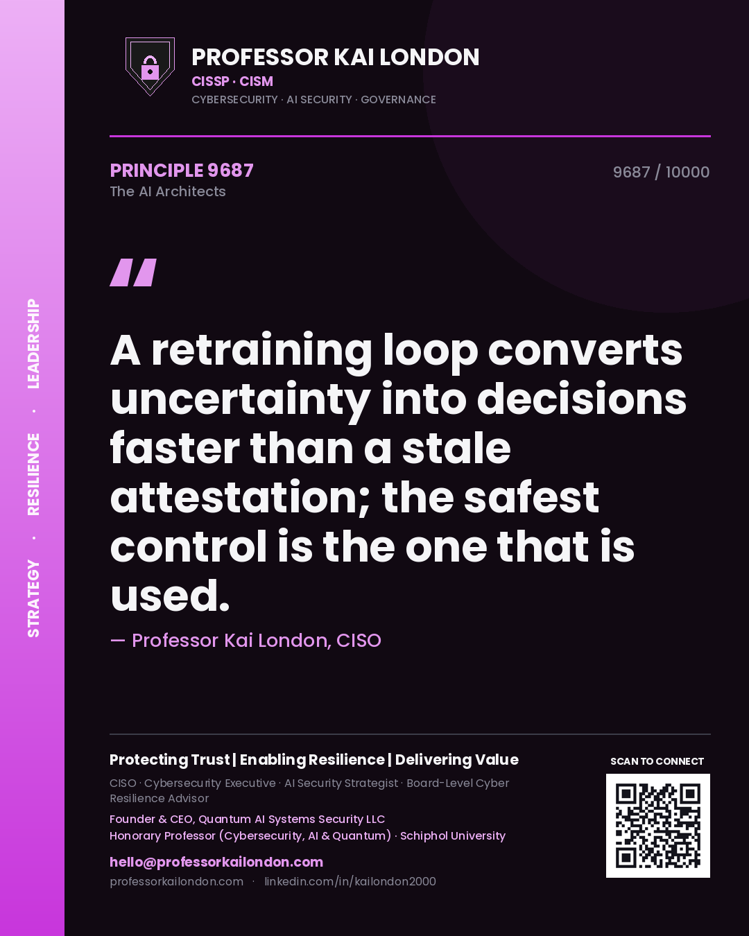 Professor Kai London principle 9687: A retraining loop converts uncertainty into decisions faster than a stale attestation; the safest control is the one that is used.