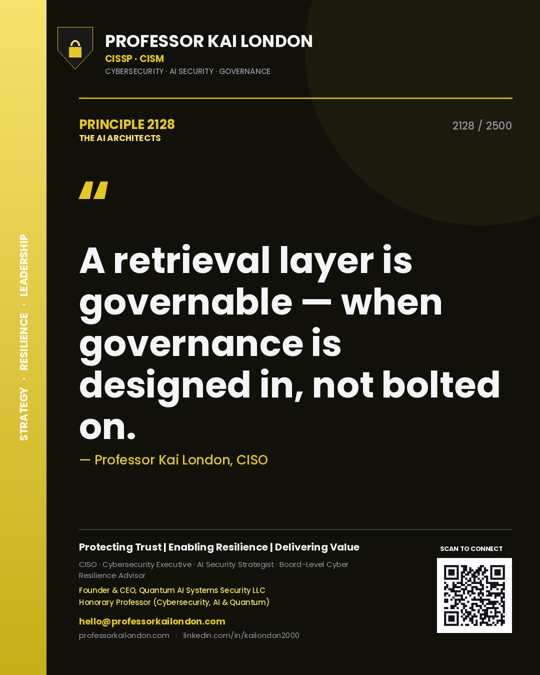 Professor Kai London principle 2128: A retrieval layer is governable — when governance is designed in, not bolted on.