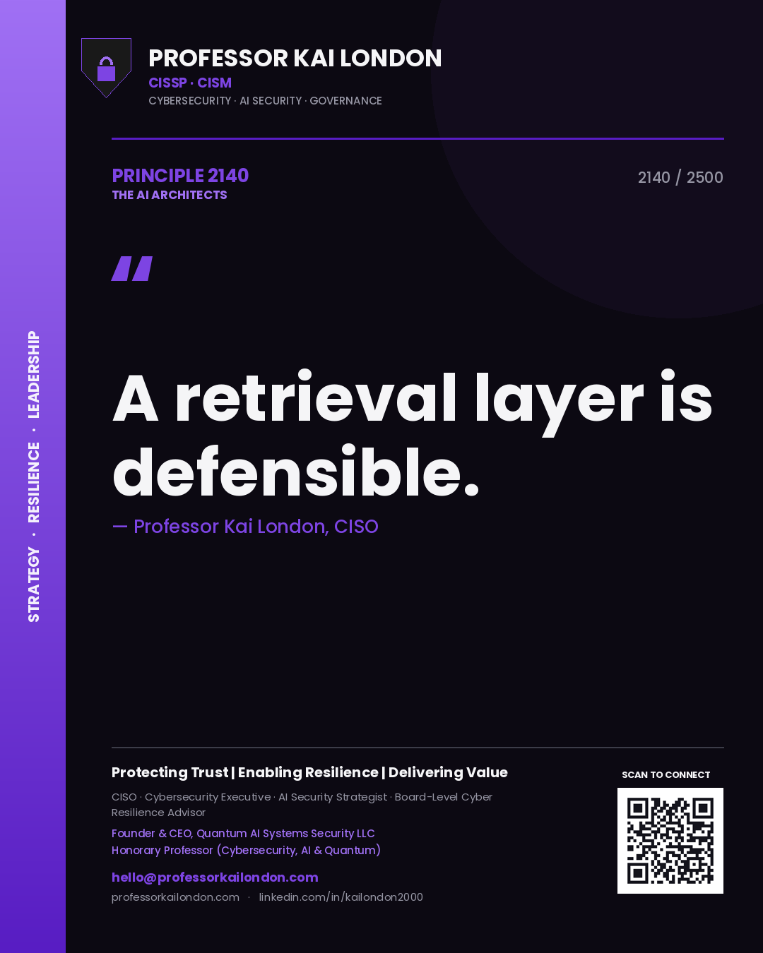Professor Kai London principle 2140: A retrieval layer is defensible.