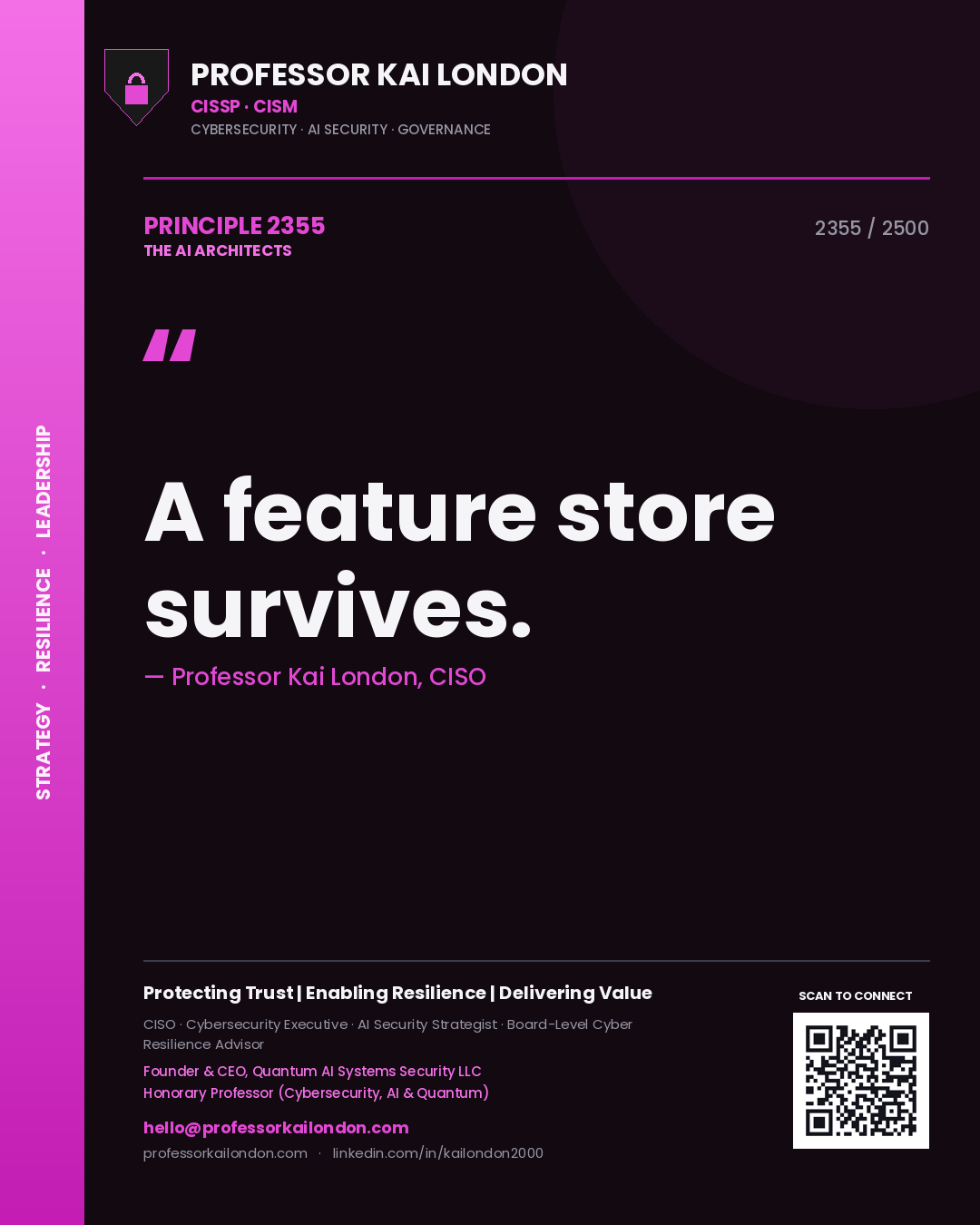 Professor Kai London principle 2355: A feature store survives.