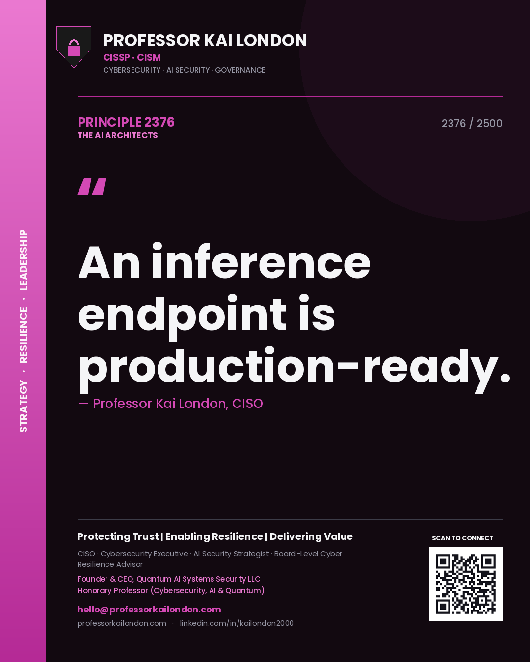 Professor Kai London principle 2376: An inference endpoint is production-ready.