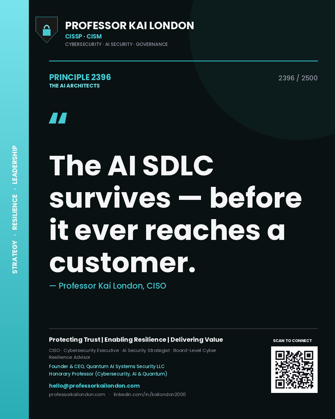 Professor Kai London principle 2396: The AI SDLC survives — before it ever reaches a customer.