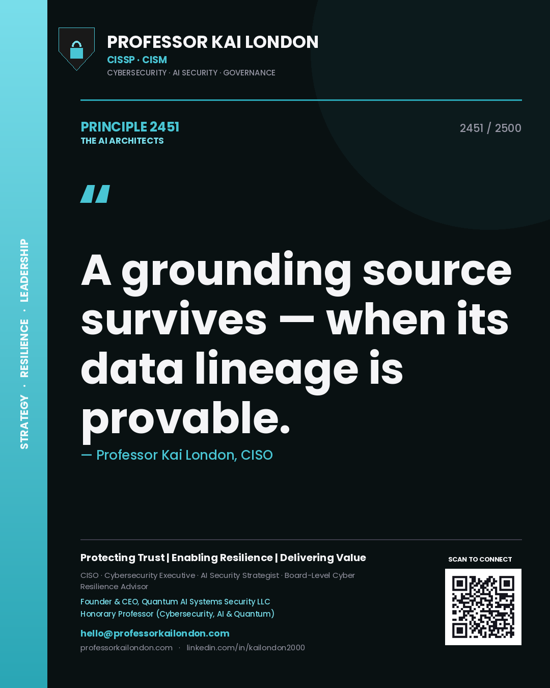 Professor Kai London principle 2451: A grounding source survives — when its data lineage is provable.