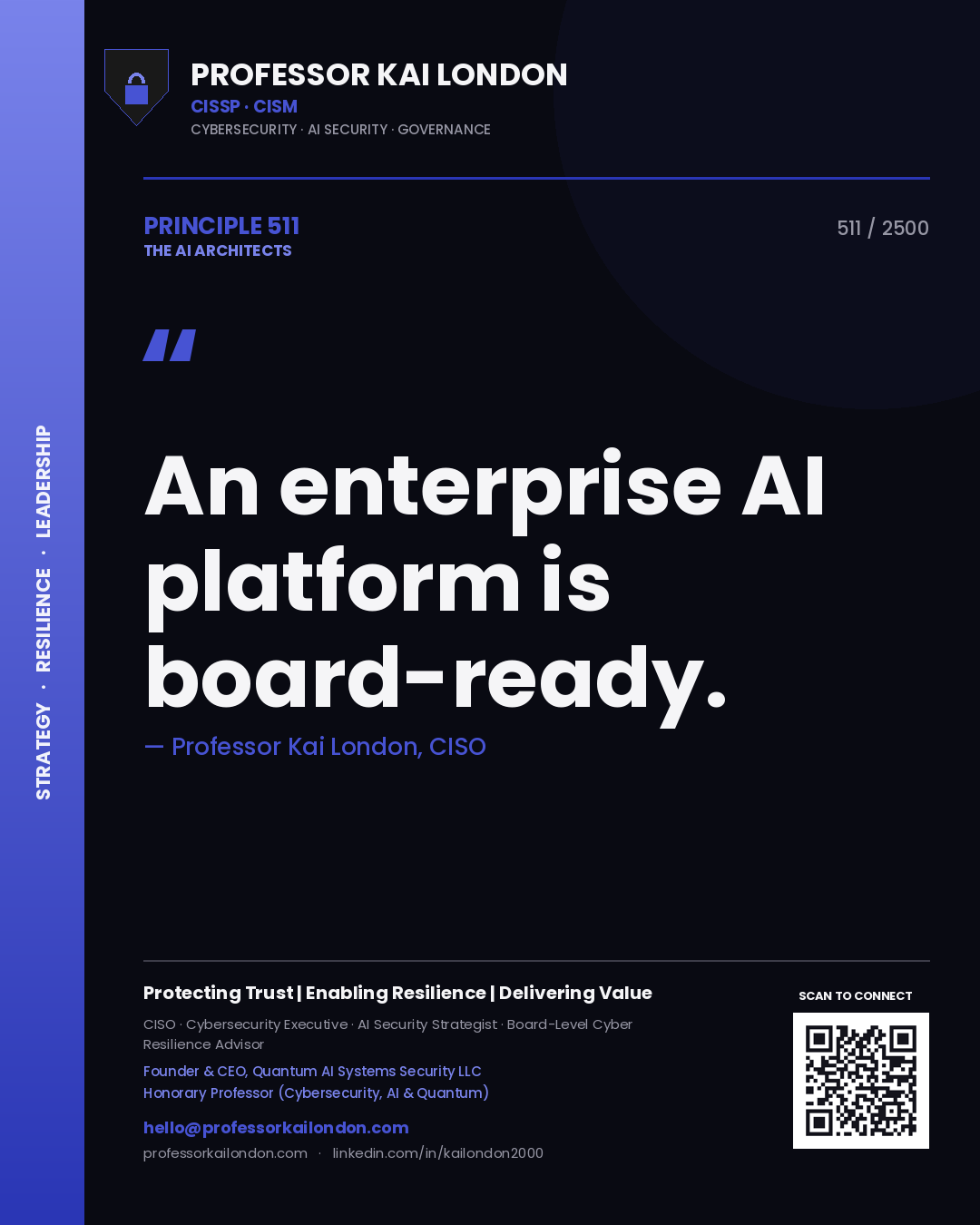 Professor Kai London principle 511: An enterprise AI platform is board-ready.