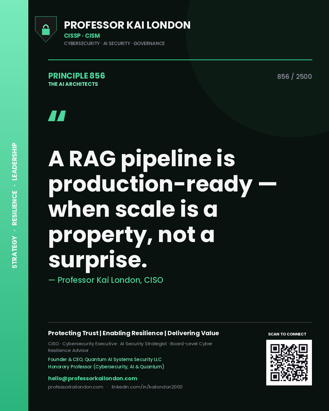 Professor Kai London principle 856: A RAG pipeline is production-ready — when scale is a property, not a surprise.