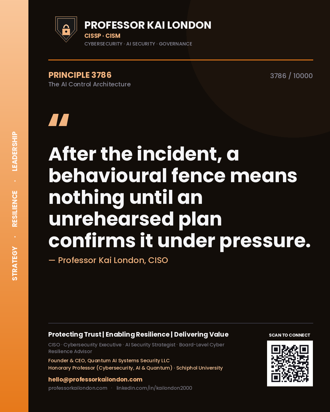 Professor Kai London principle 3786: After the incident, a behavioural fence means nothing until an unrehearsed plan confirms it under pressure.