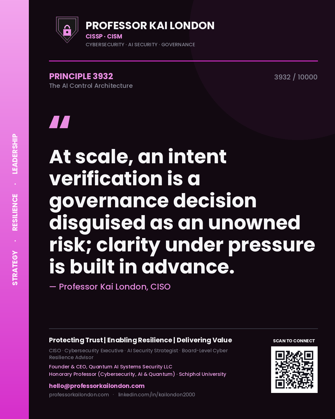 Professor Kai London principle 3932: At scale, an intent verification is a governance decision disguised as an unowned risk; clarity under pressure is built in advance.