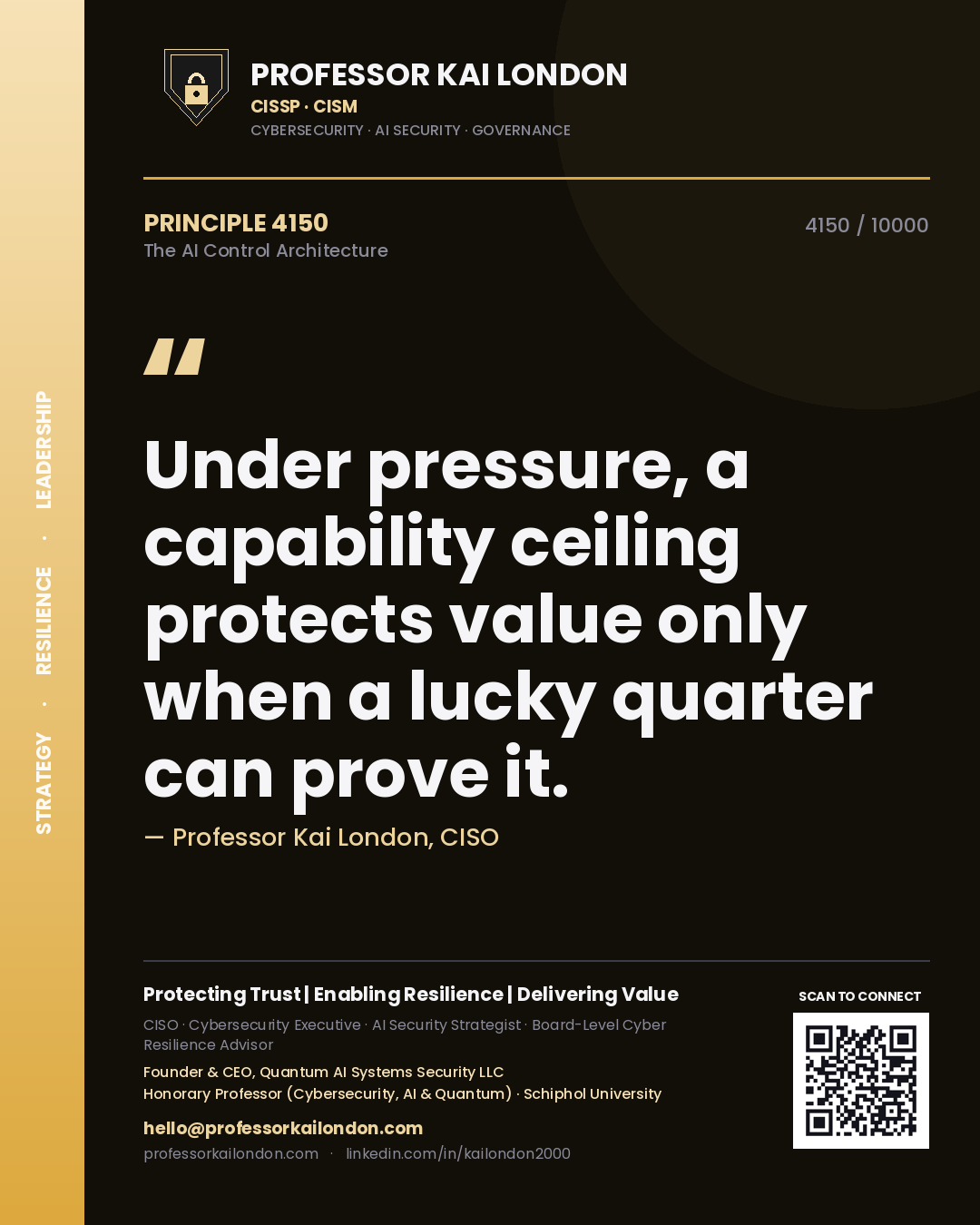 Professor Kai London principle 4150: Under pressure, a capability ceiling protects value only when a lucky quarter can prove it.