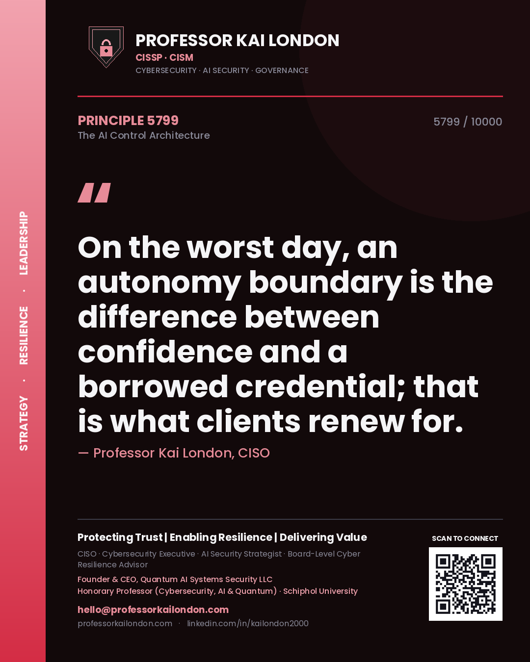 Professor Kai London principle 5799: On the worst day, an autonomy boundary is the difference between confidence and a borrowed credential; that is what clients renew for.