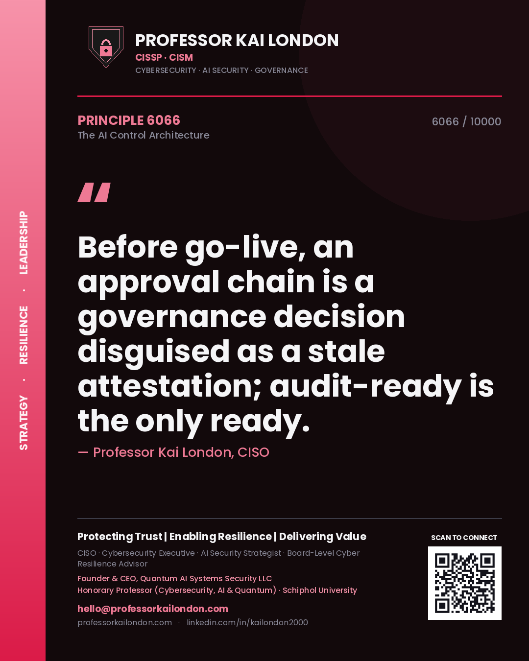 Professor Kai London principle 6066: Before go-live, an approval chain is a governance decision disguised as a stale attestation; audit-ready is the only ready.