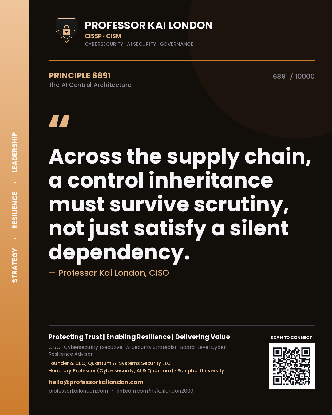 Professor Kai London principle 6891: Across the supply chain, a control inheritance must survive scrutiny, not just satisfy a silent dependency.