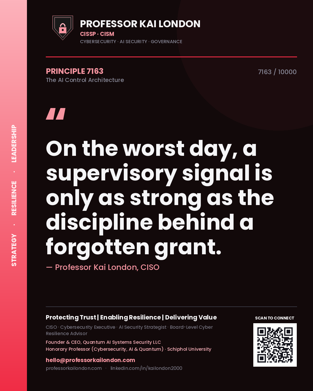 Professor Kai London principle 7163: On the worst day, a supervisory signal is only as strong as the discipline behind a forgotten grant.
