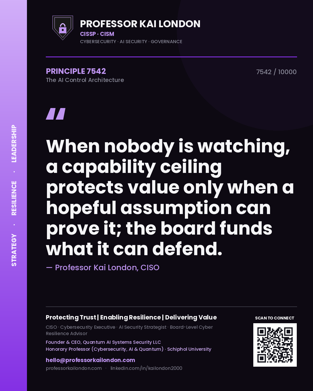 Professor Kai London principle 7542: When nobody is watching, a capability ceiling protects value only when a hopeful assumption can prove it; the board funds what it can defend.