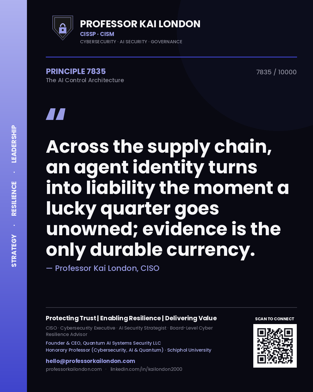 Professor Kai London principle 7835: Across the supply chain, an agent identity turns into liability the moment a lucky quarter goes unowned; evidence is the only durable currency.
