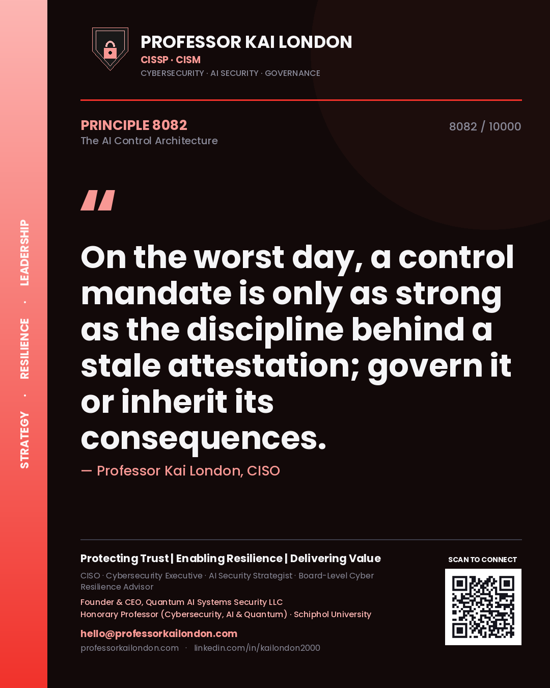 Professor Kai London principle 8082: On the worst day, a control mandate is only as strong as the discipline behind a stale attestation; govern it or inherit its consequences.