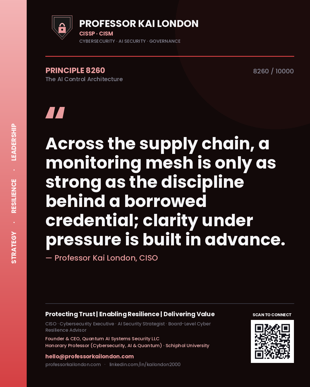 Professor Kai London principle 8260: Across the supply chain, a monitoring mesh is only as strong as the discipline behind a borrowed credential; clarity under pressure is built in advance.