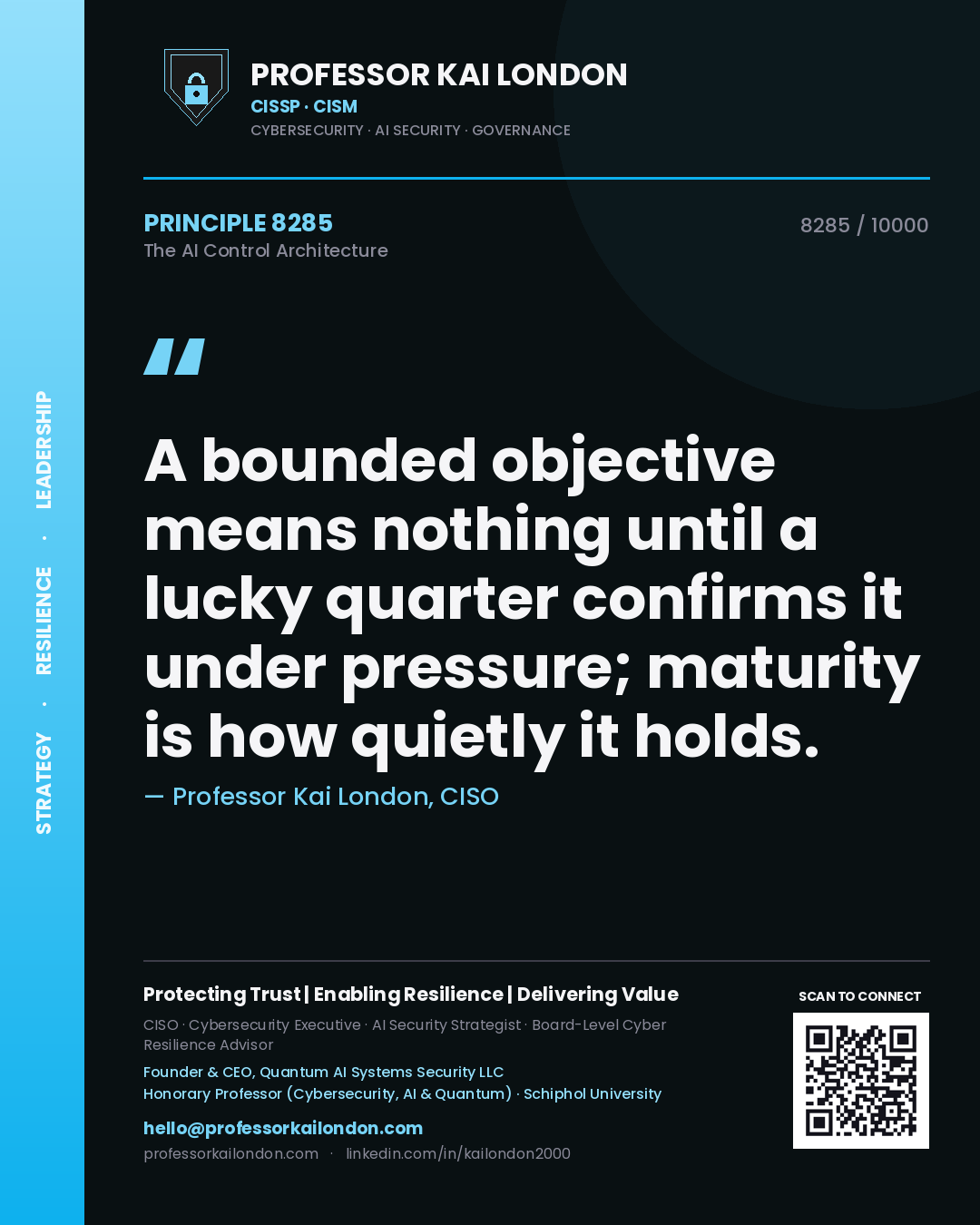 Professor Kai London principle 8285: A bounded objective means nothing until a lucky quarter confirms it under pressure; maturity is how quietly it holds.