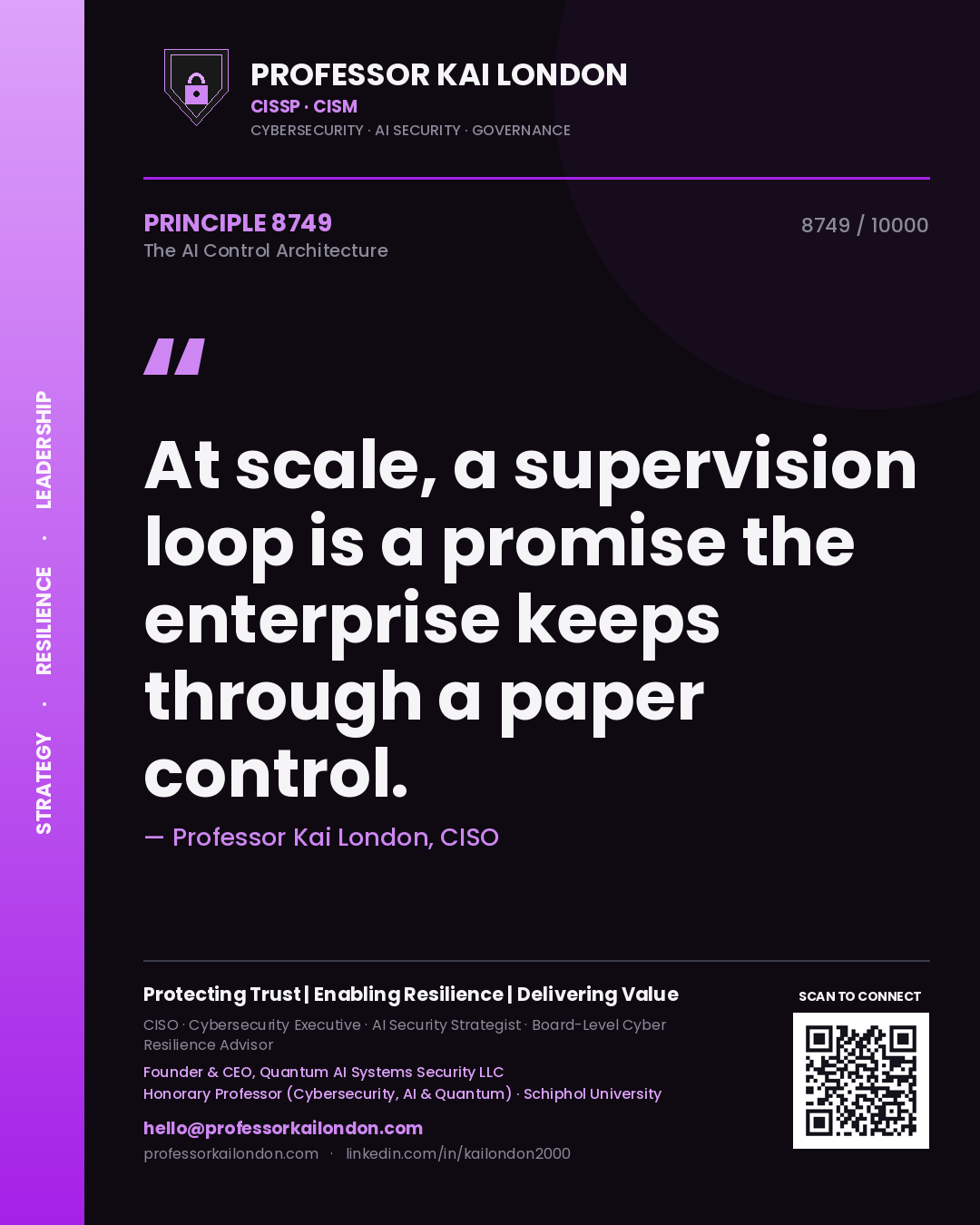 Professor Kai London principle 8749: At scale, a supervision loop is a promise the enterprise keeps through a paper control.