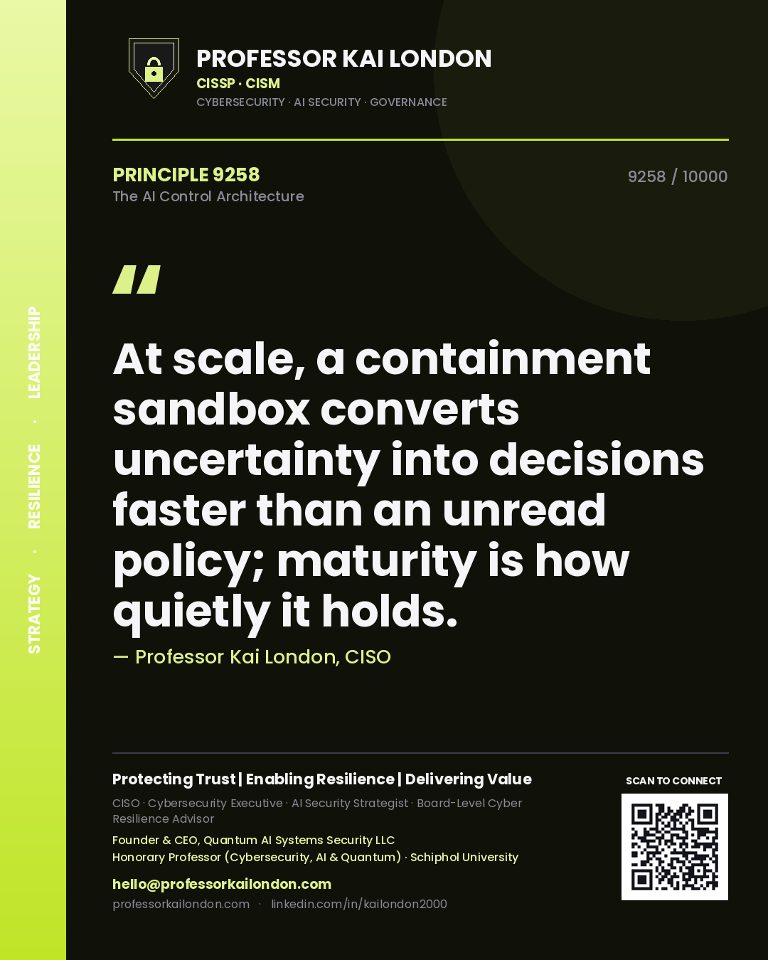 Professor Kai London principle 9258: At scale, a containment sandbox converts uncertainty into decisions faster than an unread policy; maturity is how quietly it holds.
