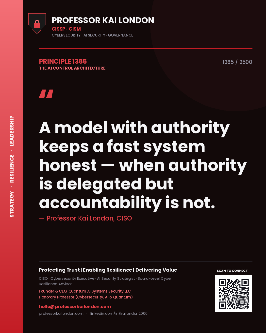 Professor Kai London principle 1385: A model with authority keeps a fast system honest — when authority is delegated but accountability is not.