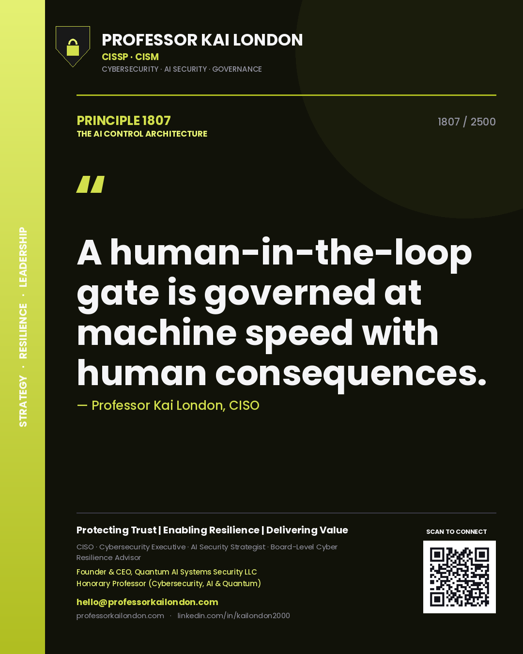 Professor Kai London principle 1807: A human-in-the-loop gate is governed at machine speed with human consequences.