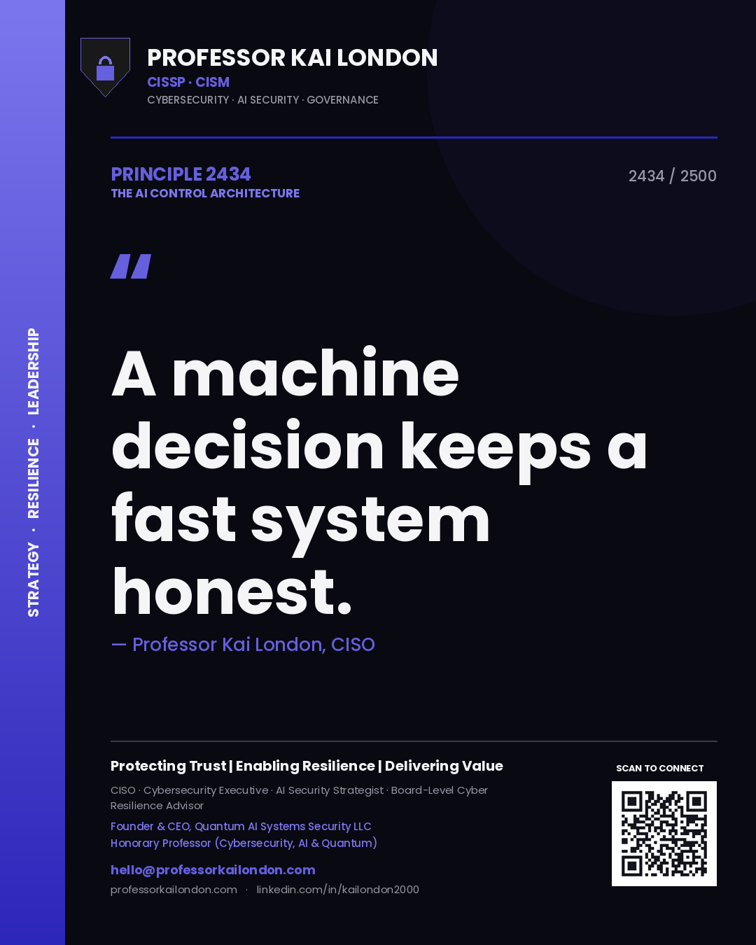 Professor Kai London principle 2434: A machine decision keeps a fast system honest.