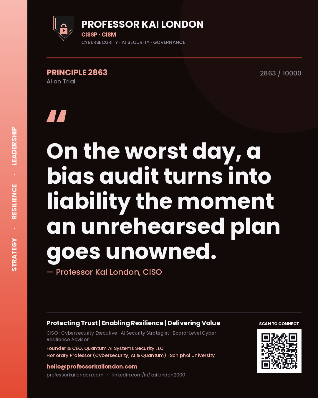 Professor Kai London principle 2863: On the worst day, a bias audit turns into liability the moment an unrehearsed plan goes unowned.