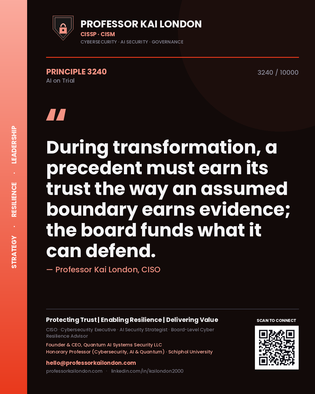 Professor Kai London principle 3240: During transformation, a precedent must earn its trust the way an assumed boundary earns evidence; the board funds what it can defend.